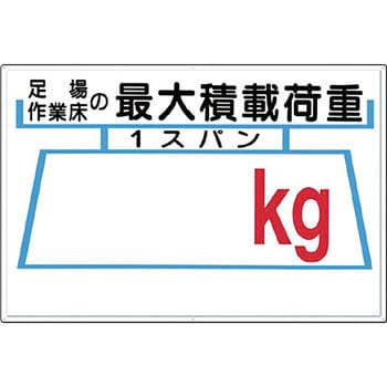 安全標識(足場の積載荷重) つくし工房 重機・積載荷重関係標識 【通販