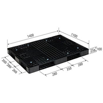 R4-1114-6 両面4方向差パレット 三甲(サンコー) ブラック色 - 【通販