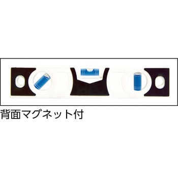 スリムレベル  200mm  白  背面マグネット付 シンワ測定