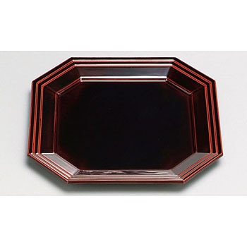 16915570 隅切東山角盆 溜漆塗 木 1個 福井クラフト 【通販モノタロウ】