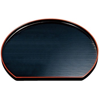 17280910 半月盆 千筋黒天朱塗 木 福井クラフト 23133495