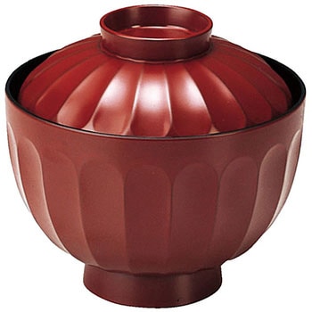 未使用 漆器 吉野絵椀 蓋付吸物椀 5客組 洗朱 刷毛目 漆塗