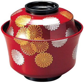 天竜寺椀 朱菊詰め TA 福井クラフト