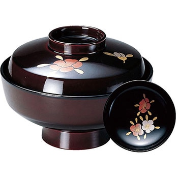 直天竜寺椀 溜山茶花 手塗漆、磨蒔絵 木質 福井クラフト