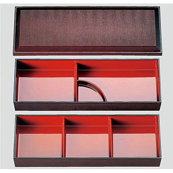 布目長手弁当 溜内朱 三ツ切仕切 親 A - 福井クラフト