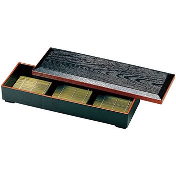 長手大寿弁当 黒渕朱 (蓋) A 福井クラフト