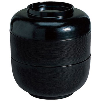 太呂花弁当 黒はじき刷毛目内朱 蓋 A 福井クラフト