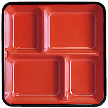 松花堂プレート 朱渕黒 A - 福井クラフト