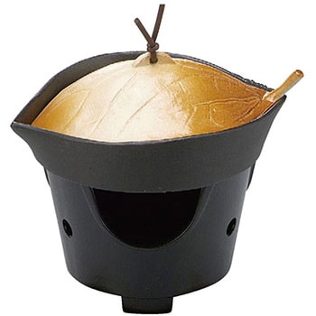 木の葉ステーキ皿 陶器風茶 親・蓋 (フッ素加工) AL 福井クラフト