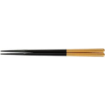 六角木目箸 黒/金 PBT 福井クラフト
