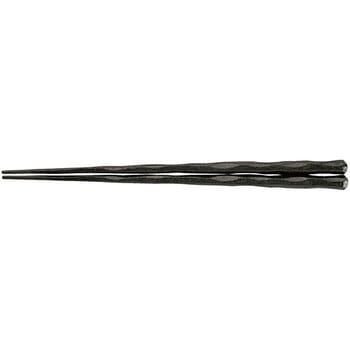 六角一刀彫箸 黒乾漆(2回塗) PBT 福井クラフト