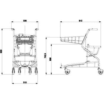 AC-800MAL 子乗せ軽量アルミ製カート スーパーメイト 幅566mm奥行812mm