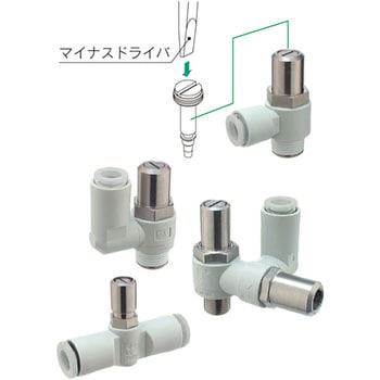 マイナスドライバ調整用スピードコントローラワンタッチ管継手付 AS-Dシリーズ AS2201F SMC