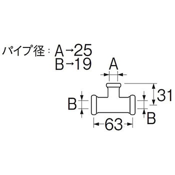 洗浄管連結異径チーズ SANEI