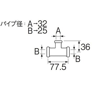 H80-46-32X25X25 洗浄管連結異径チーズ 1個 SANEI 【通販モノタロウ】