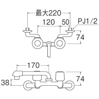 ツーバルブ混合栓 SANEI