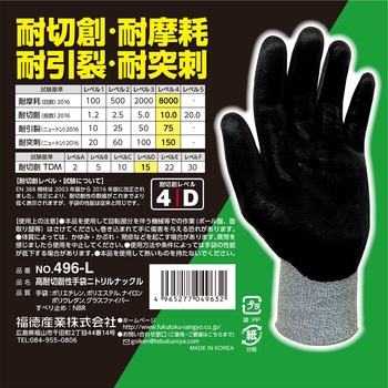 高耐切創性手袋ニトリルナックル FUKUTOKU