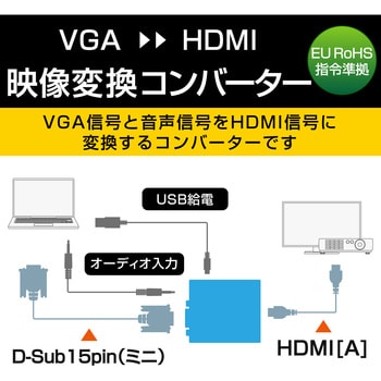 AD-HDCV03 HDMIコンバーター VGA-HDMI 給電用ケーブル付 1個 エレコム