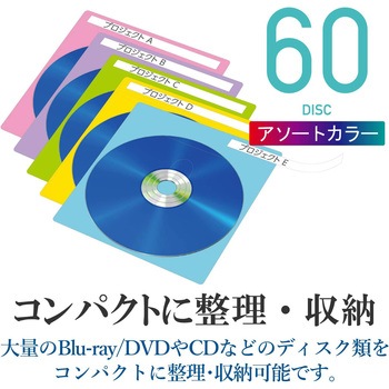 CD/DVD/Blu-ray用 不織布ケース 両面収納 タイトルカード付 エレコム
