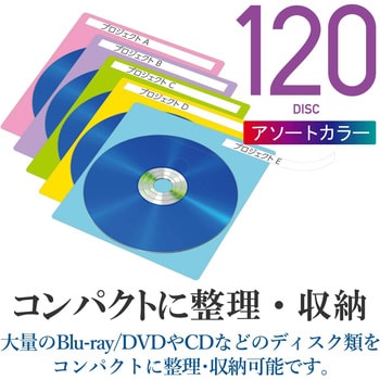 CD/DVD/Blu-ray用 不織布ケース 両面収納 タイトルカード付 エレコム