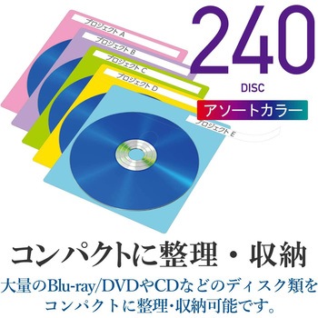 CD/DVD/Blu-ray用 不織布ケース 両面収納 タイトルカード付 エレコム