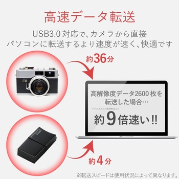 メモリリーダライタ microSD専用 USB3.0 ストラップ付 エレコム