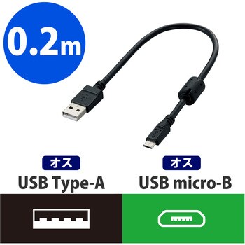 USBケーブル microB-A 2A対応 エレコム 【通販モノタロウ】