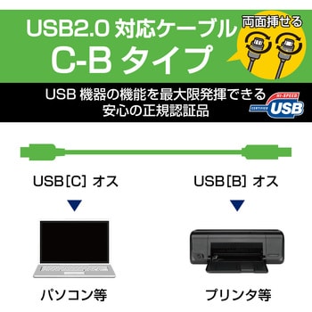 U2C-CB05NBK USBケーブル C-B 3A出力 ブラック 1本 エレコム 【通販モノタロウ】