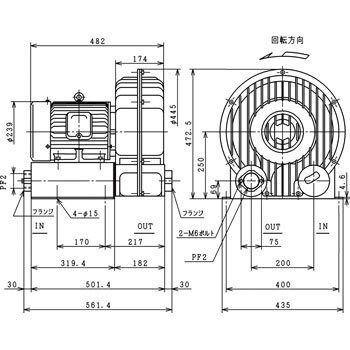 VBD-040 三相 200V 高風圧2段形ボルテックスブロワ(Eシリーズ) 三相品
