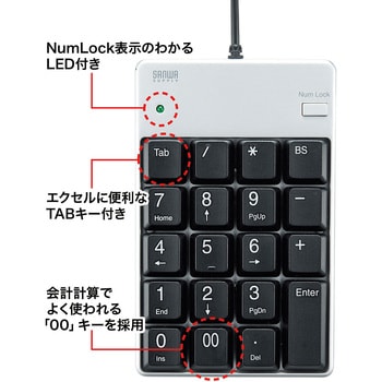 テンキー_USBハブ付き サンワサプライ