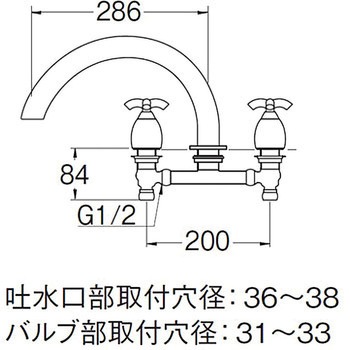 ツーバルブデッキ混合栓 SANEI