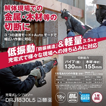 18V充電式レシプロソー 京セラインダストリアルツールズ(旧:リョービ)