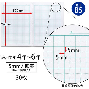 CLS10-BL スクールライン シャンテ チェック柄 5mm 方眼ノート 1冊