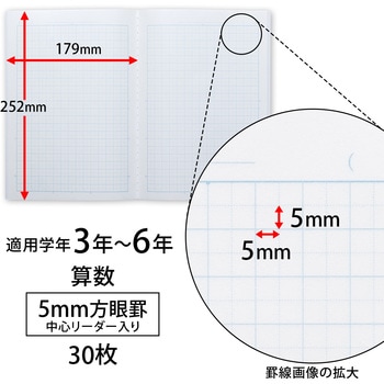 カレッジ科目名入り5mm方眼ノート算数 日本ノート