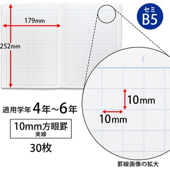 スクールノート チェック柄 10mm方眼罫 日本ノート
