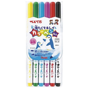 洗たくでキレイカラーペン 6色 ぺんてる