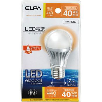 LDA5L-H-E17-G409 LED電球ミニクリプトン形 1個 ELPA 【通販モノタロウ】