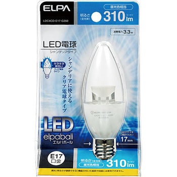 LED電球シャンデリア形E17 ELPA シャンデリア球タイプLED電球 【通販