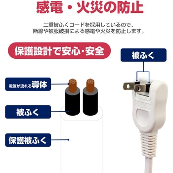 WBS-LU302B(W) スイッチ付タップ 電源タップ 180°角度調整 回転式