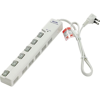 スイッチ付タップ 電源タップ  180°角度調整 回転式プラグ 個別LEDスイッチランプ 横挿し 耐雷サージ付き ELPA