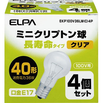 長寿命ミニクリ36W4P ELPA ミニクリプトン電球 【通販モノタロウ】