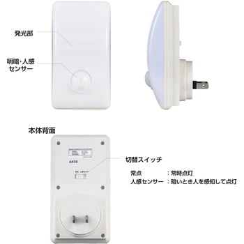 LEDナイトライト明暗人感 ELPA コンセント式センサーライト 【通販