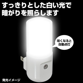 LED 明暗センサーライト 足元灯 フットライト 自動点灯 コンセント式 工事不要 ナイトライト ELPA