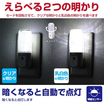 PM-L100(W) LEDナイトライト ELPA 明暗センサー 屋内用 プラグ式 【通販モノタロウ】