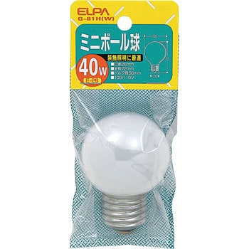 まとめ） ELPA ミニボール球 電球 40W E17 G50 ホワイト G-83H（W