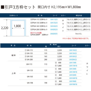 引戸UH200 3方枠セット フクビ化学