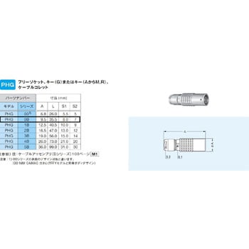 プッシュプル・小型・丸型・耐熱性 中継フリーソケット Bシリーズ LEMO