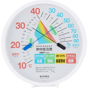 WBGT指数表記環境管理温・湿度計「熱中症注意」 エンペックス気象計