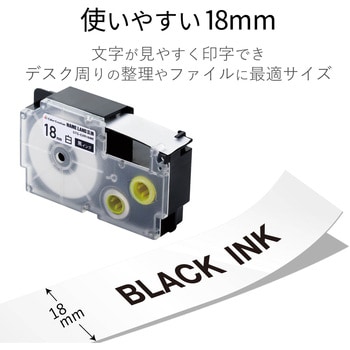 CTC-CXR18WE ネームランド用 汎用テープカートリッジ カシオ 互換テープ 8m 18mm幅 (白 黒文字/透明 黒文字) 1個 カラークリエーション  【通販モノタロウ】