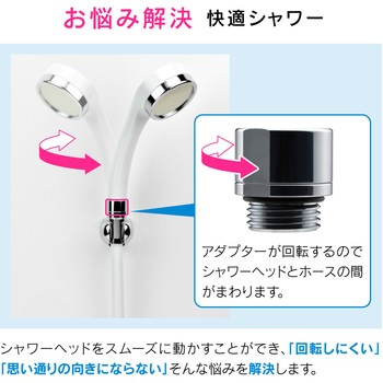 これカモ シャワーヘッドとホースのセット 節水 大型 ストップ (スムーズアダプター付 回りやすい) GAONA(ガオナ)